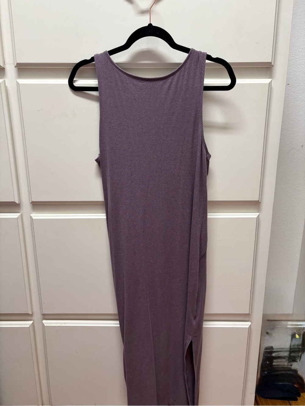 Travis Mathew Mauve Ribbed Sleeveless Maxi Dress with Side Slit